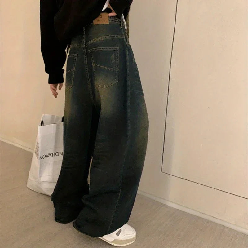 Threebooy Two Piece Set/single Piece Spring Autumn Jackets Jeans Tracksuit Trendy Vintage Loose Washed Old Jeans Set Male Street Outerwear