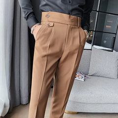 Threebooy Spring New Men's Suit Pants Fashion Business Casual Slim Dress Pants Men's Street Wear Social Formal Pantalon Clothing 36