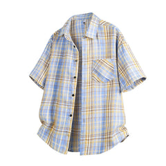 Threebooy White And Black Plaid Shirt Men Shirts 2025 New Summer Fashion Chemise Homme Mens Checkered Shirts Short Sleeve Shirt Men Blouse