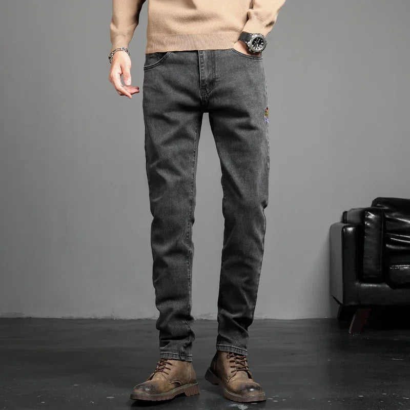 Threebooy  Men's Fashion Vintage Jeans Autumn New Slim Distressed Personalized Pants Male Brand Clothing Denim Trousers Streetwear