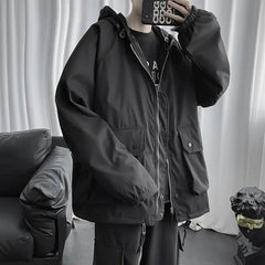 Threebooy Fall Winter Thickened Work Jacket Korean Style Trendy Hooded Jacket Men 2025 New Versatile Loose Fashion Top Aesthetic Urban