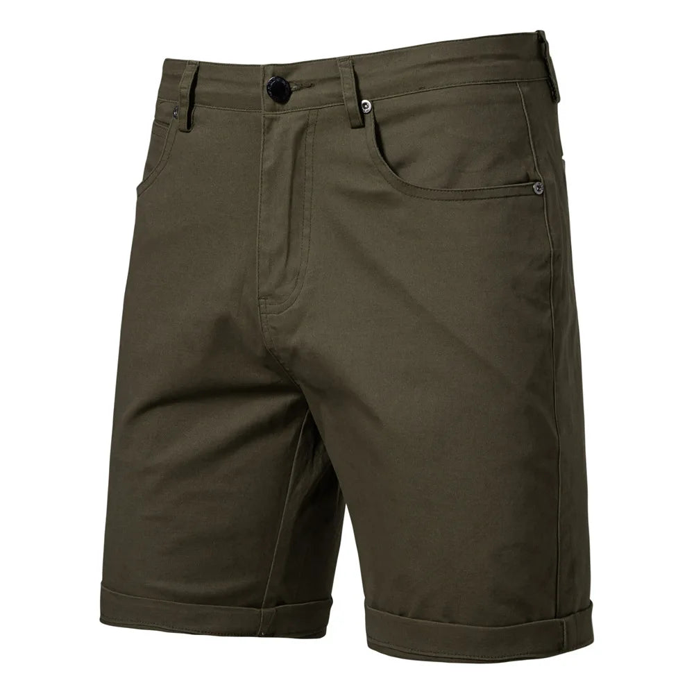 Threebooy Men's Summer Slim-fit British Shorts Light Luxury Stylish Popular Clothes Leisure Cargos Streetwear Button-down Half-pants 30-38
