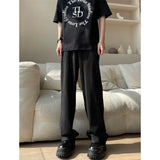 Threebooy Summer Pleated Pants Men Oversized Fashion Casual Ice Silk Pants Men Streetwear Hip Hop Loose Wide Leg Pants Mens Trousers S-2XL