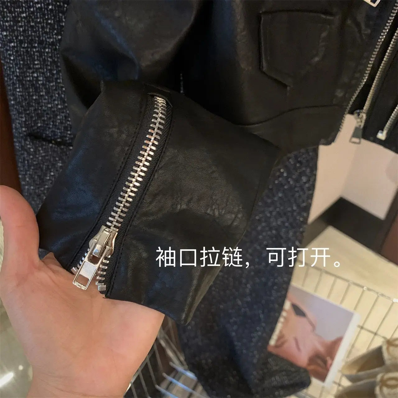 Threebooy American Trendy Motorcycle Suit Slim Short Jacket Double Zipper Washing PU Leather Jacket High Street Versatile Leather Jacket