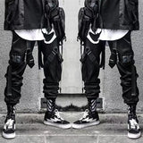 Threebooy Men's Cargo Pants Hip Hop Streetwear Joggers Trousers Hit Color Pocket Sweatpants Summer Harajuku Casual Ribbons Techwear Pants