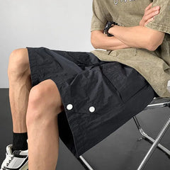Threebooy  American Trendy Brand Quick-dry Tactical Cargo Shorts for Men Summer Loose Design with Rivet Detailing Casual Pants