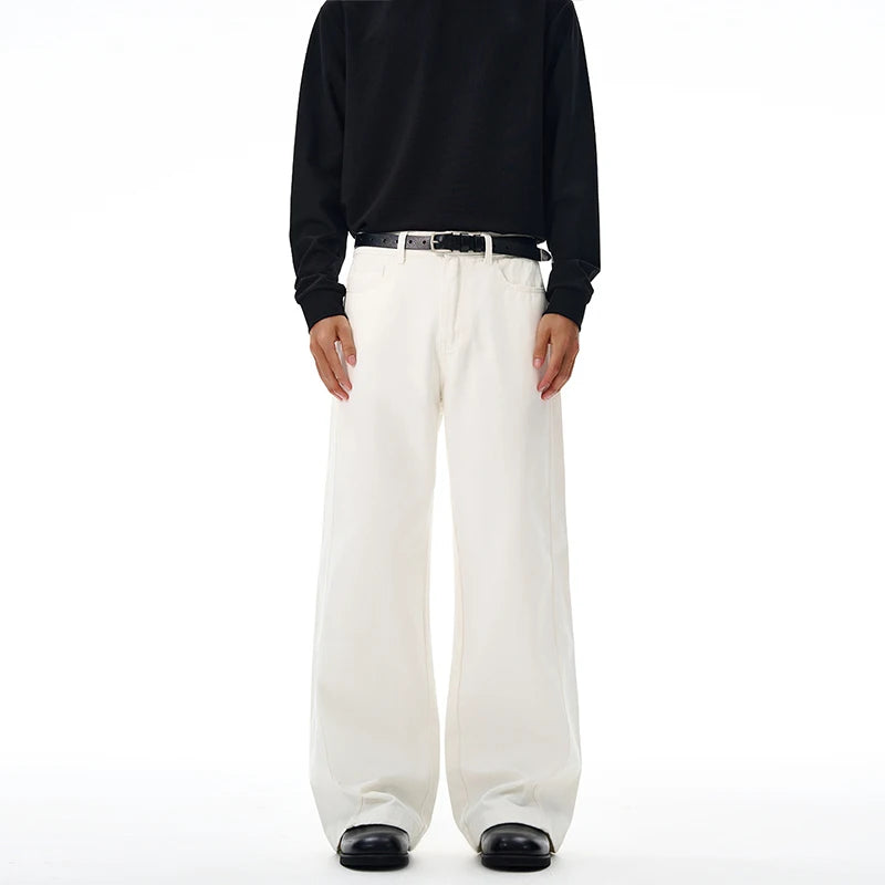 Threebooy 100% Cotton Men's Loose Casual Pants Autumn New Fashion Comfortable Wide-leg Oversized Trousers Streetwear White Khaki Black