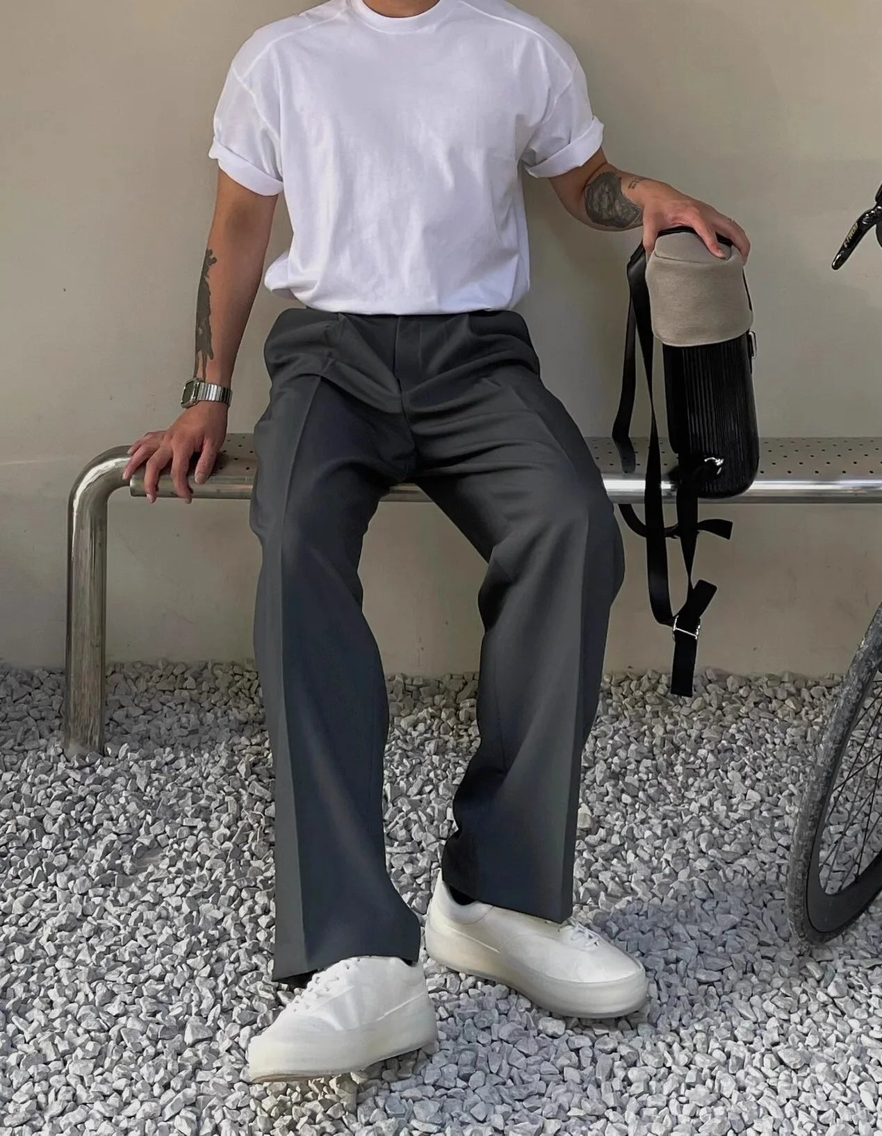 Threebooy Gray Suit Pants Men Fashion Business Society Mens Dress Pants Korean Loose Straight Pants Mens Office Formal Trousers M-2XL