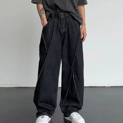 Threebooy New Summer Jeans Men Patchwork Denim Trousers Male Oversize Loose Casual Wide-leg Pants Streetwear Harajuku Clothing