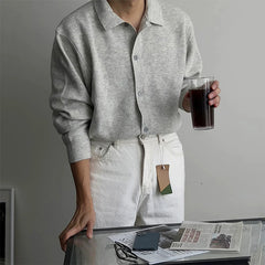 Threebooy  New Korean Luxury Men Cardigan Trendy Textured Long Sleeve Buttoned Korean Leisure Sweater Coats Premium Quality Knitwear M-3XL