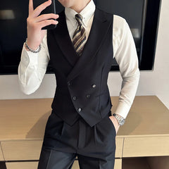 Threebooy Brand Clothing Men Spring High Quality Double Breasted Blazers Vest/Male Slim Fit Casual Suit Vest Sizing Up S-4XL