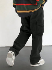 Threebooy  Men's Drawstring Trendy Flap Pockets Cargo Pants