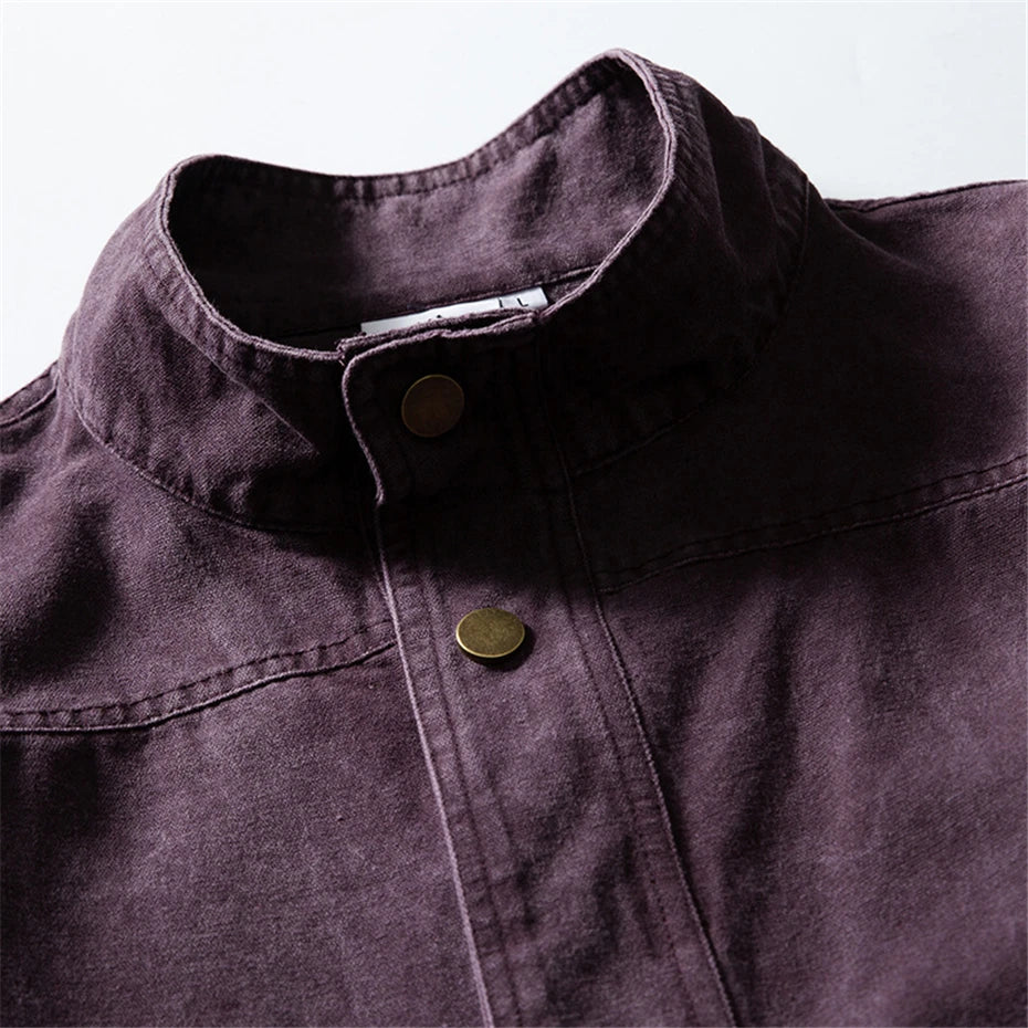 Threebooy Vintage Large Pockets Cargo Jackets Mens Streetwear Punk Y2k Casual Coats Harajuku Loose Hip Hop Japan Style Jackets Male