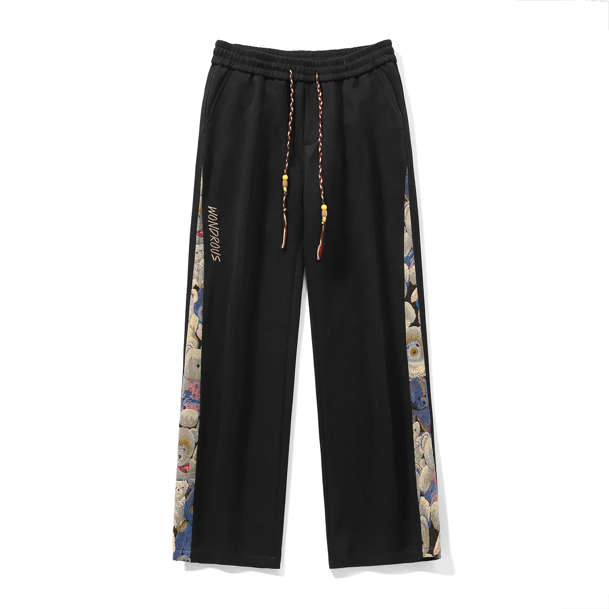 Threebooy Embroidery Patchwork Sport Pants Mopping Trousers Spring New Fashion Casual Pants Men Clothing Oversized Harajuku Joggers Male