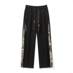 Threebooy Embroidery Patchwork Sport Pants Mopping Trousers Spring New Fashion Casual Pants Men Clothing Oversized Harajuku Joggers Male