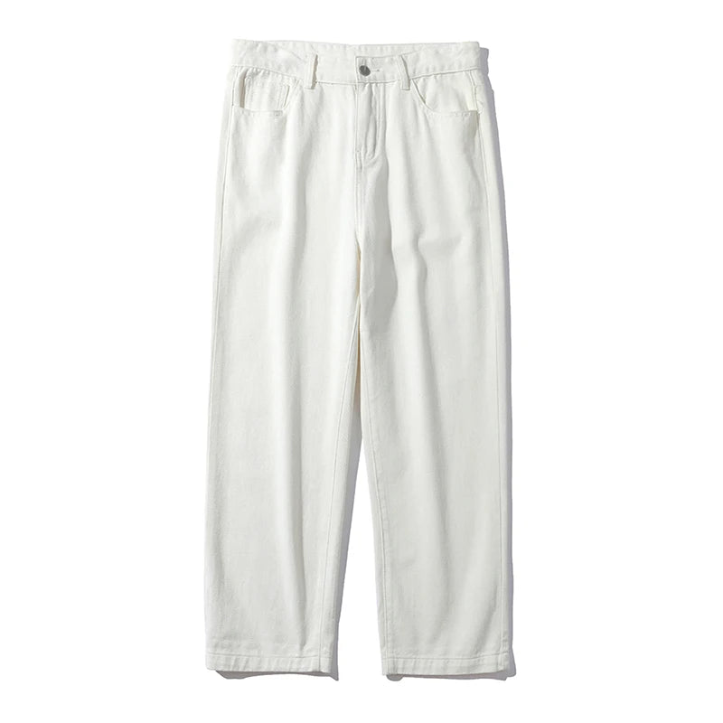Threebooy  Baggy Jeans Men Fashion Casual Wide Leg Jeans Men Oversized Streetwear Hip-hop Loose Straight Jeans Mens White Denim Trousers