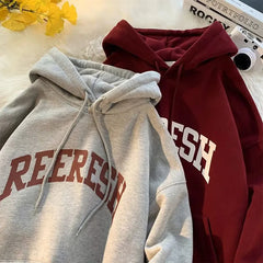 Threebooy 100% Cotton Men's Hoodies American Letter Hip Hop High Street New In Sweatshirts 2024 Autumn Y2K Couple Vintage Oversize Hoodies