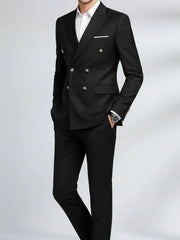 Threebooy  Luxury Men's Suits 2 Pieces Double Breasted Classic Style High Quality Fashion For Tuxedos Wedding Groom Business Prom
