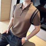 Threebooy  Clothing New Light Luxury Casual Polo Shirt Men's Solid Color Texture Lapel Breathable Loose Leisure T-Shirt Summer S-4XL
