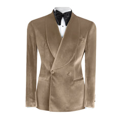 Threebooy  Vintage Velvet Wedding Tuxedos Jacket Double Breasted Men Blazers Suit Peaked Lapel Groom Wear Party Sport Coats