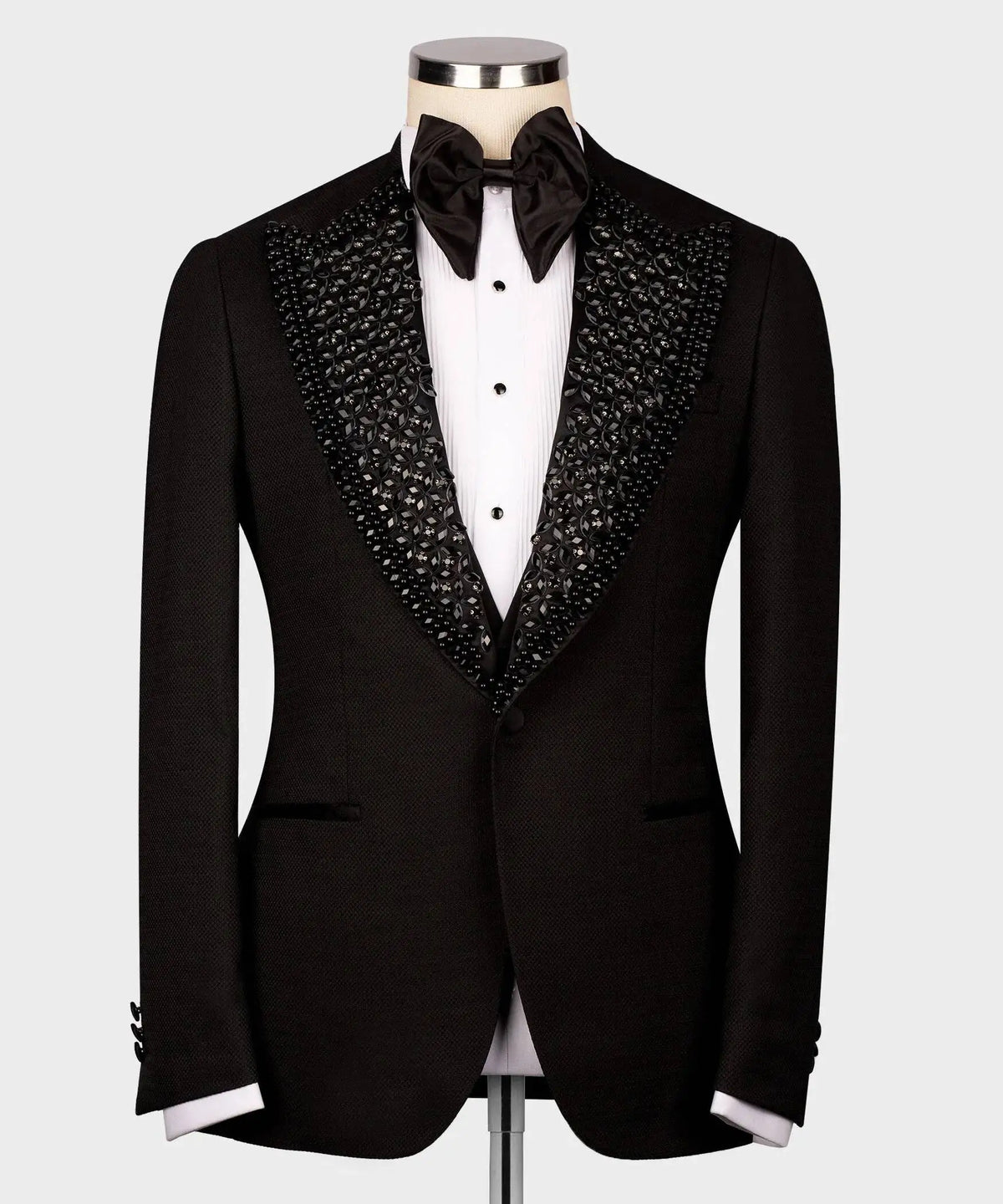 Threebooy  Luxury Crystals Men Suits Set 2 Piece Black One Button Slim Fit Trousers Wedding Tuxedo Formal Office Groom Prom