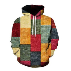 Threebooy  Unisex 3D Printed Hooded Sweatshirt Patchwork Design Creative Casual Spring Fall Top