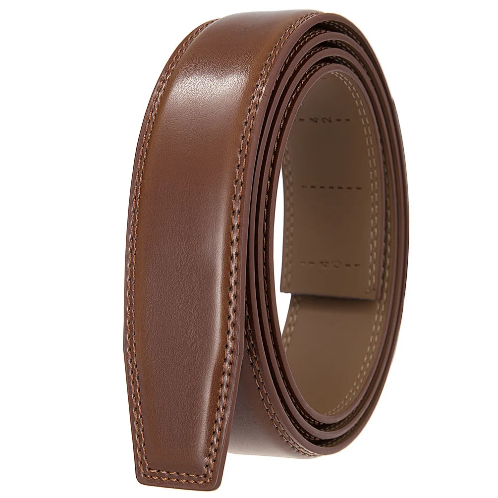 Threebooy  Black Brown 100-130cm No Buckle 3.5 cm Width Belt Straps Without Automatic Buckle Waist Belts