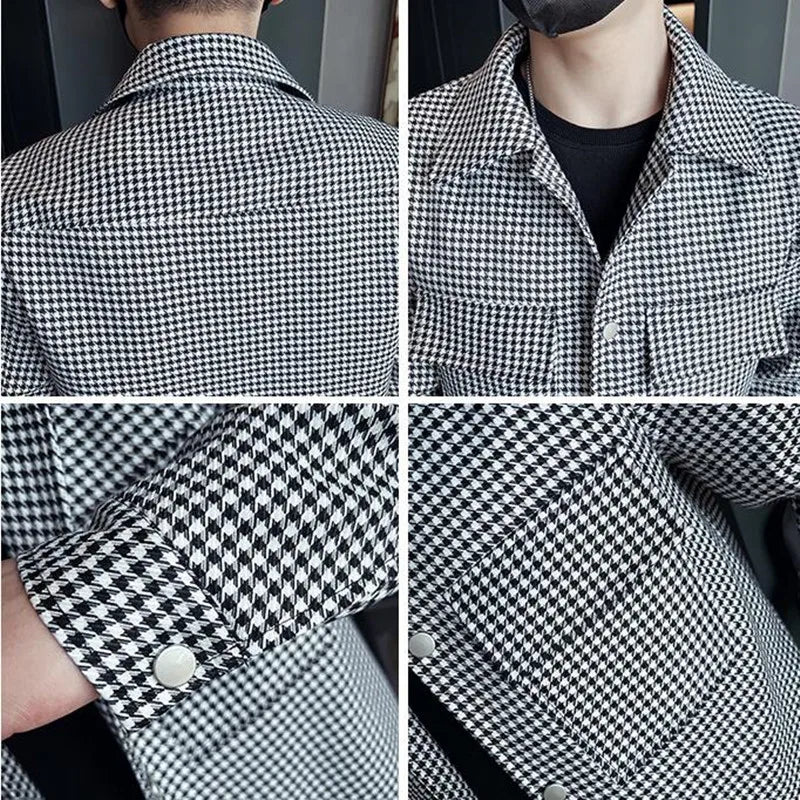 Threebooy  Men Spring High Quality Casual Jackets/Male Slim Fit Fashion Business Plaid Coats Plus Size S-3XL