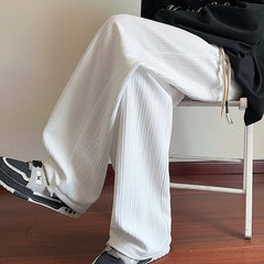 Threebooy  Black Casual Pants Men Fashion Oversized Wide Leg Pants Men Streetwear Hip-hop Loose Pleated Pants Mens White Trousers M-3XL