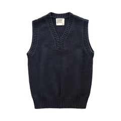 Threebooy Vintage Knitted Sweater Vest Men Autumn Winter New Thick Slim V-neck Warm Sweater Vest Casual Sleeveness Pullover Tops