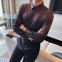 Threebooy Clothing Men's Business Dress Shirts/Male Slim Fit Fashion High Quality Casual Shirts/Men Long Sleeve Shirts 3XL-M