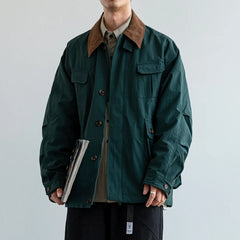 Threebooy  Trendy American Style Couple Lapel Color Blocking Casual Jacket For Men Women Loose Fit Versatile Workwear Spring New Model