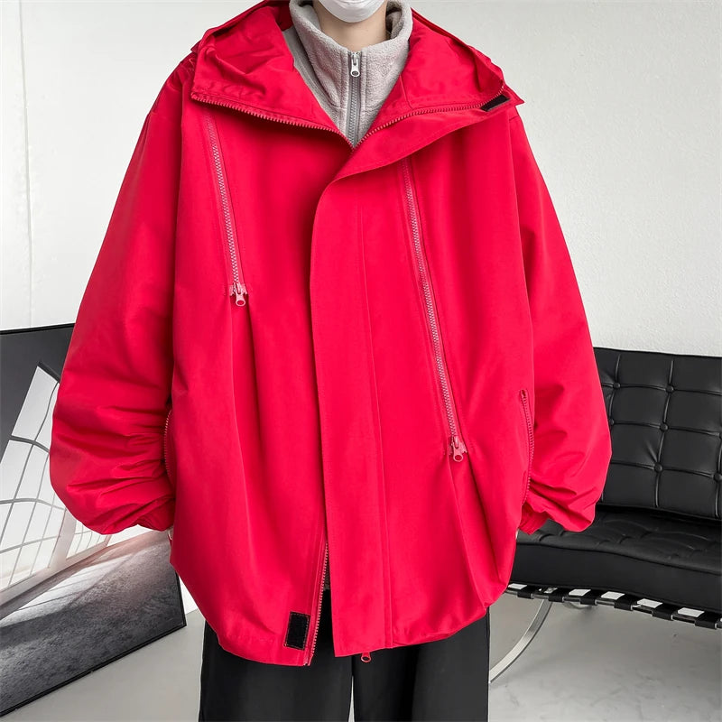 Threebooy Hooded Jackets Original Clothing Loose Fitting Men's Coats Models 2024 Man Hoodie Outerwear Korean Popular Clothes Style