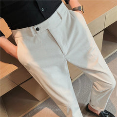 Threebooy Men's Suit Pants Autumn And Winter Thicken Corduroy Trousers Loose Slim Solid Color Trend Casual Business Trousers Oversize