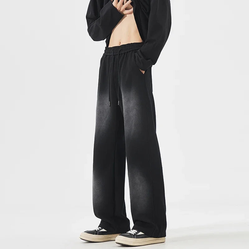 Threebooy  Autumn New Fashion Korean Men's Casual Pants Distressed Classic Black Baggy Straight Trousers Sweatpants Streetwear Male Clothes