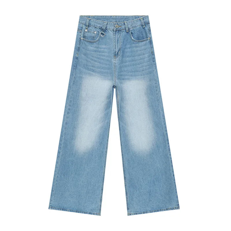 Threebooy  High Street Men's Denim Pants Camouflage Casaul Straight Bottom Simple Wide Leg Loose Trousers Spring Stylish 2025