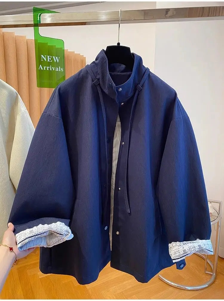 Threebooy Korean Simple High-end Windbreaker Short Jacket Women Loose Spring Autumn New Style Small Fashion Trend Baseball Jacket