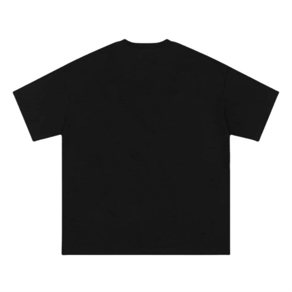 Threebooy  Mens Short Sleeve T-Shirts Streetwear Punk Cross Necklace Print Tees Tops Men Oversized Harajuku Y2k Hip Hop Black T Shirts Male