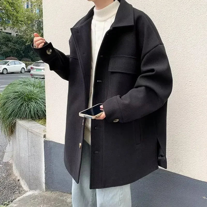 Threebooy Men's Overcoat Jackets Windbreaker Trendy Solid Color Male Coats Cold Cheap Clothes Offer Fast Delvery Harajuku Luxury