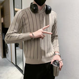 Threebooy Korean Style Men Winter High Quality Knitted Sweaters/Male Slim Fit Fashion Striped Casual Knit Sweater Men V-neck Pullover 3XL