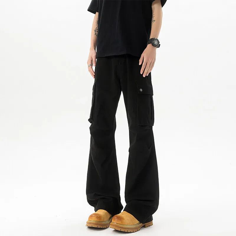 Threebooy  Cotton Wide Leg Cargo Pants man Loose Fit Multi Pocket Casual Streetwear Comfortable Workwear Trousers Men Trendy Fashion