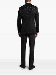 Threebooy  Luxury Jacquard Wedding Groom Tuxedos 2 Pieces Blazer Pant Peaked Lapel Crystal Beaded Men Formal Party Suit