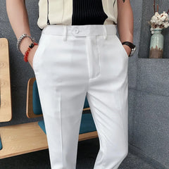 Threebooy Spring and Summer New Suit Pants Nine Minutes Pants Korean Slim Men's Business Casual Pants Men's Trousers Men Trousers 36