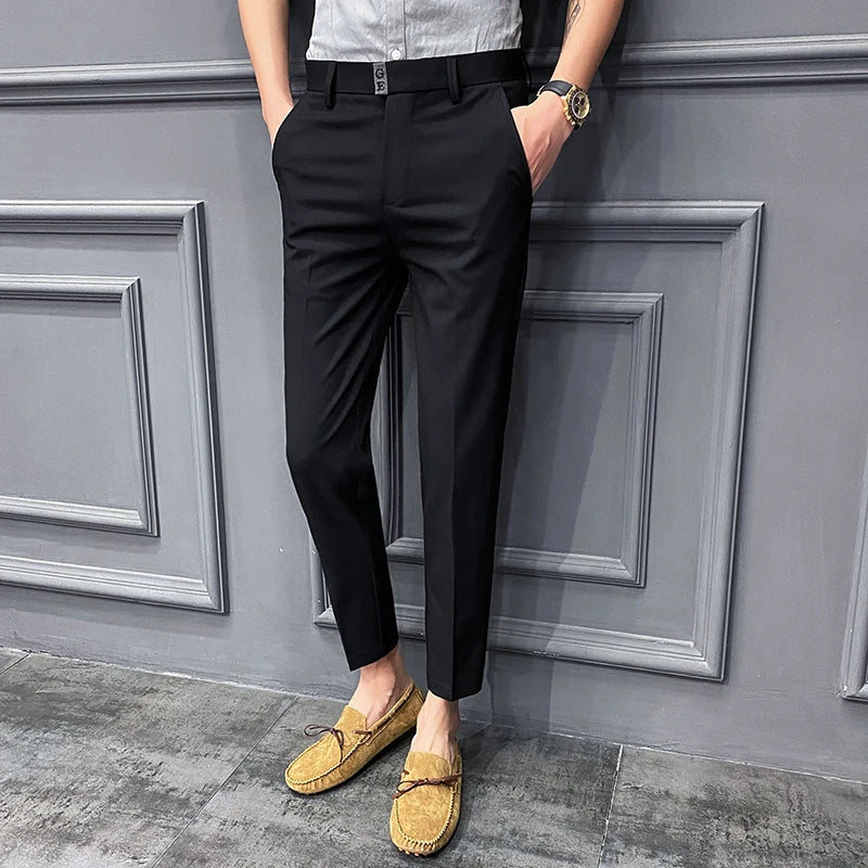 Threebooy Fashion Suit Pants Men Dress Pants Autumn Winter Mens Suit Pants Casual Slim Fit Wedding Business Office Social Trousers