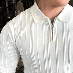 Threebooy  New American Chic Men Polo Sweater Light Luxury Trendy Fitness Knit Solid Color Pullover Leisure Slim-fit Long Sleeve Knitwear