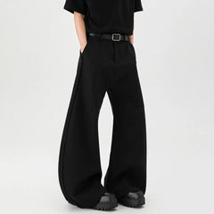 Threebooy Spring New design dress pants Mens Loose Casual Baggy Flowy Soft Black Pleated Wide Leg Pants Men Luxury Designer Emo Clothing