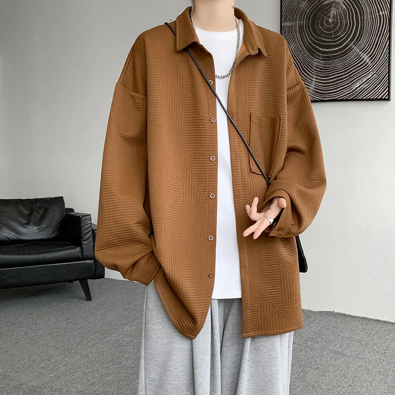 Threebooy Autumn Japanese Style Oversized Harajuku Shirt Men Casual Loose Blouse Plus Size 5XL-M All Match Fashion Streetwear Male Clothes