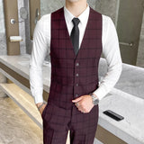 Threebooy New Leisure Business Men's Suit Vest Grid Fashion Sleeveless Leisure Vest Jacket Gray Blue Large Size S-4XL