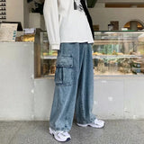 Threebooy Baggy Jeans Trousers Male Denim Pants Black Wide Leg Pants Men's Jeans Oversize Cargo Korean Streetwear Hip Hop Harajuku