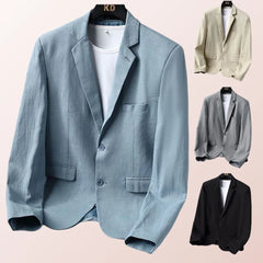 Threebooy Plus Sizes M-6XL, Men's Linen Casual Blazer ,Slim Fit Suit Jacket,Suitable for Spring and Autumn, Polyester Lining